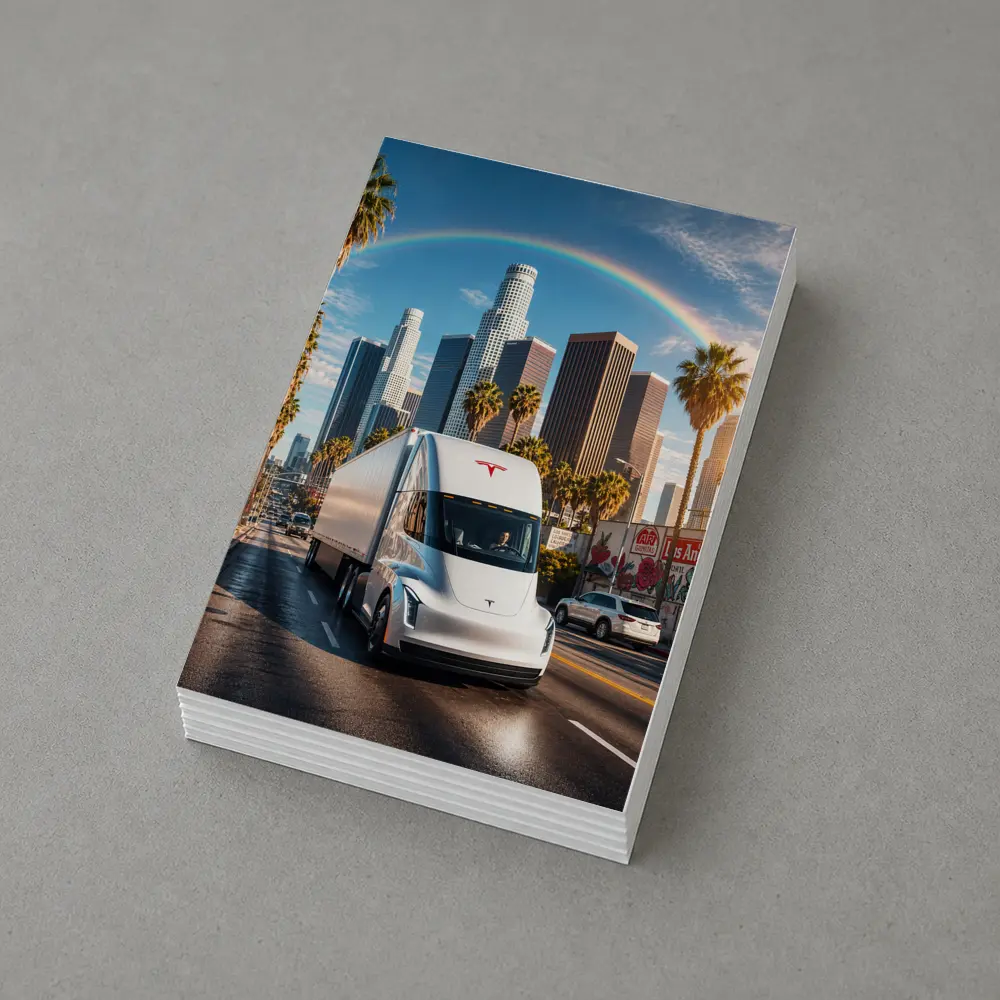Tesla Semi Truck Los Angeles Skyline Rainbow – Postcards