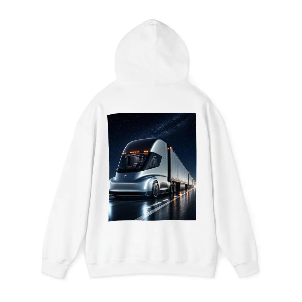 Tesla Semi Truck Driving Under Starry Night – Hoodies