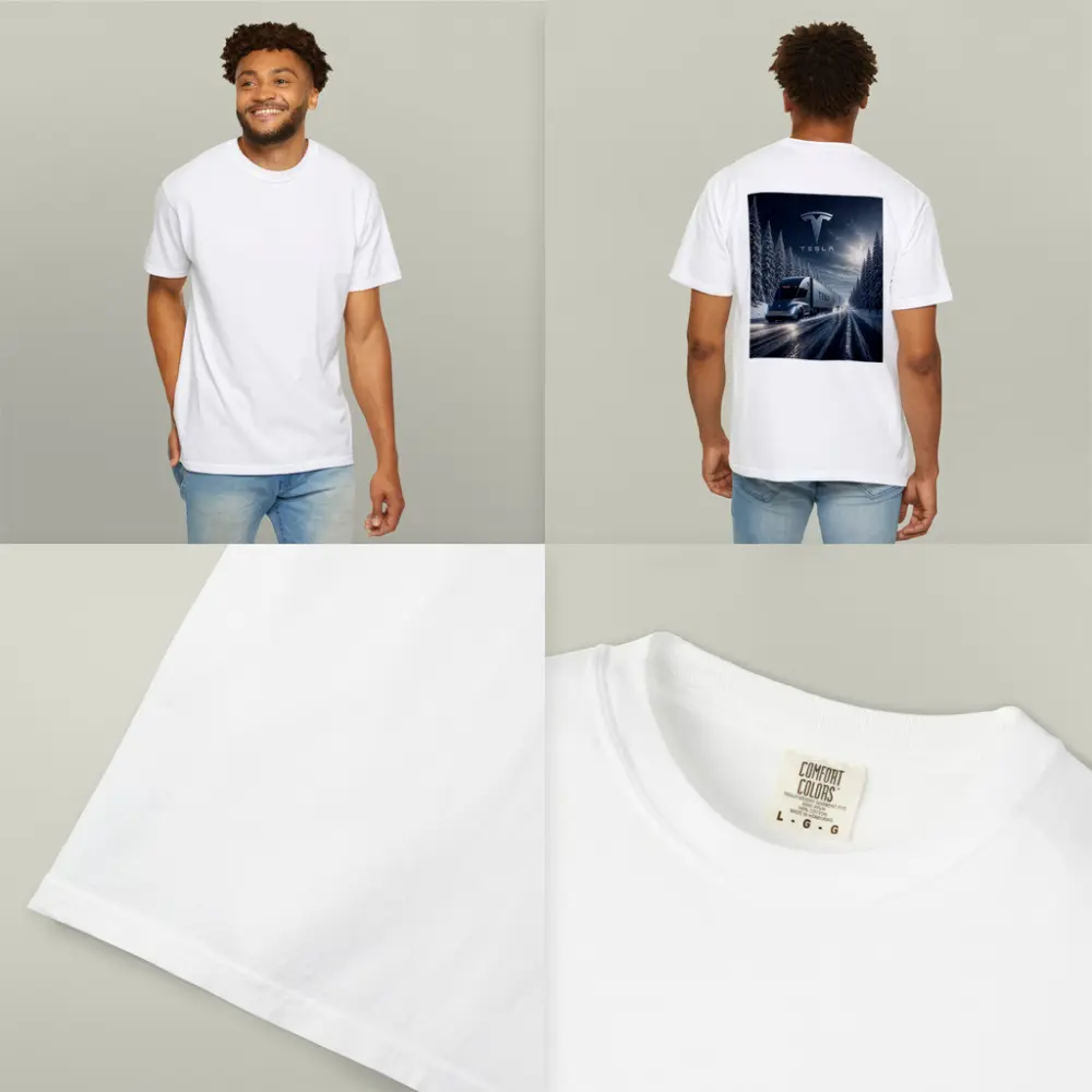 Tesla Semi Truck Driving Snowy Winter Road – T-Shirts