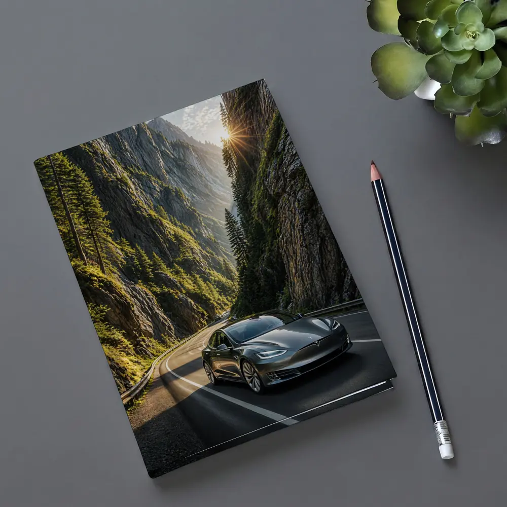 Tesla Model S Driving Through Mountain Canyon – Notebooks