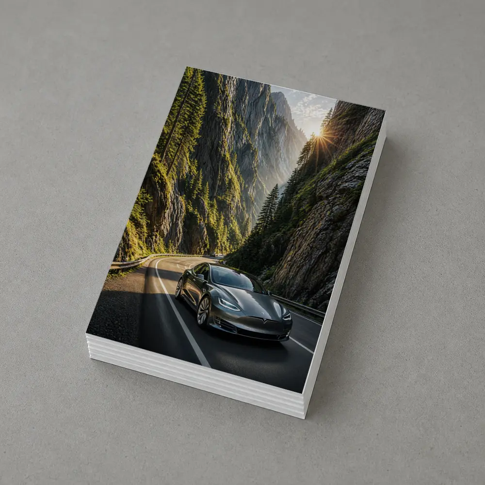 Tesla Model S Driving Through Mountain Canyon – Postcards