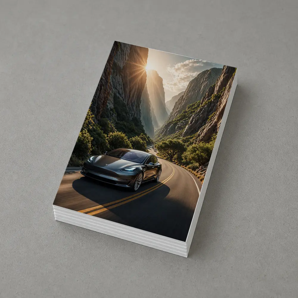 Tesla Model 3 Driving Through Mountain Canyon – Postcards