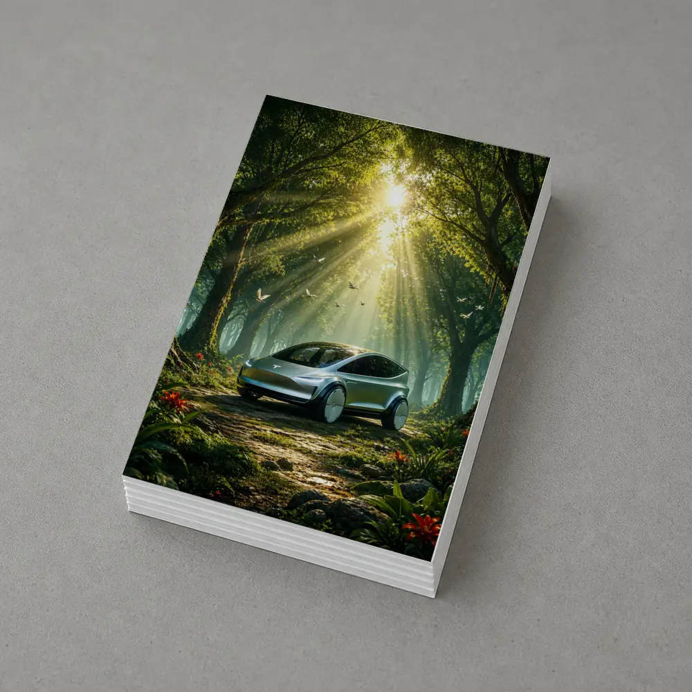 Tesla Model Y Futuristic Forest Sun Rays – Postcards
