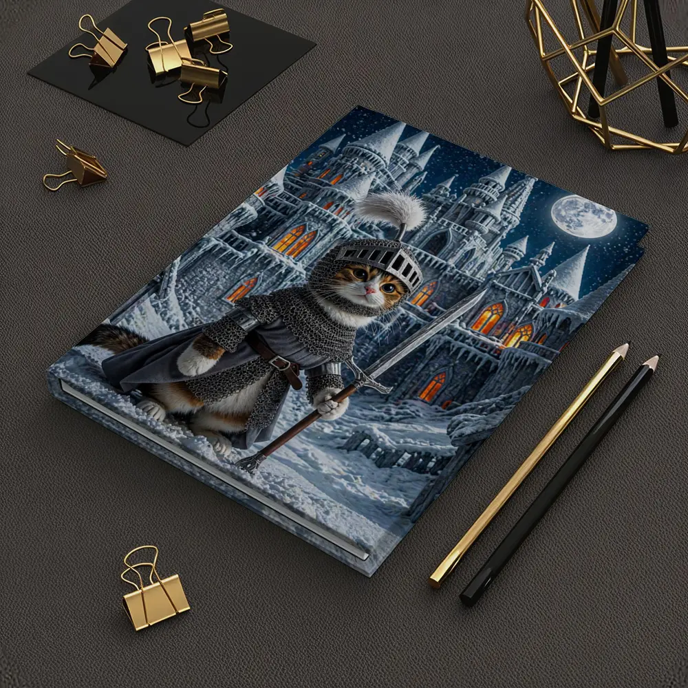 Cat Knight Snow Castle Moon Night – Notebooks