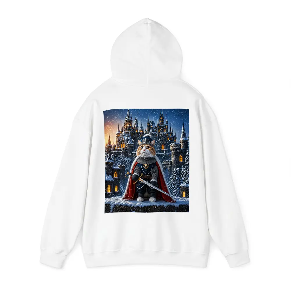 Knight Cat in Armor at Snowy Castle – Hoodies