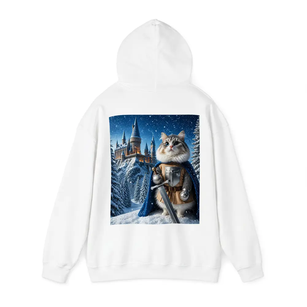 Cat Knight in Armor at Snowy Castle – Hoodies