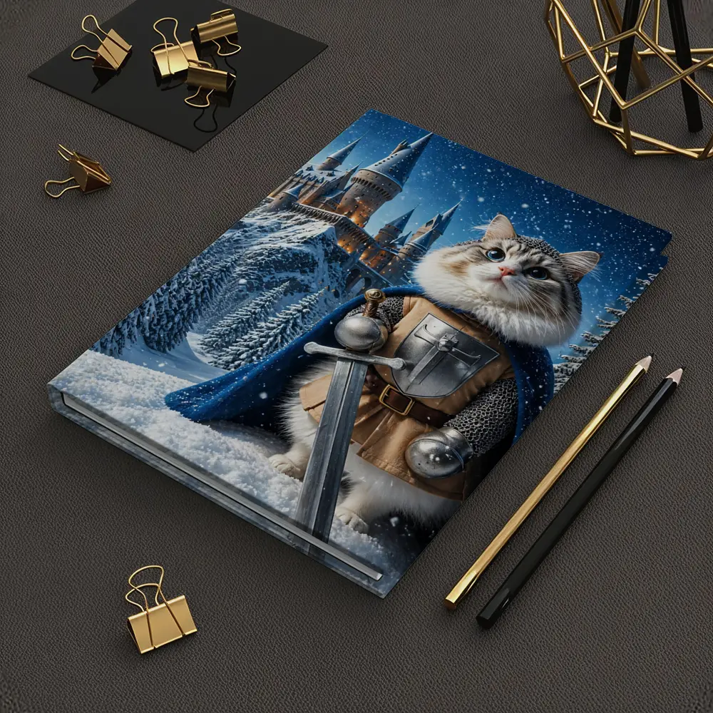 Cat Knight in Armor at Snowy Castle – Notebooks