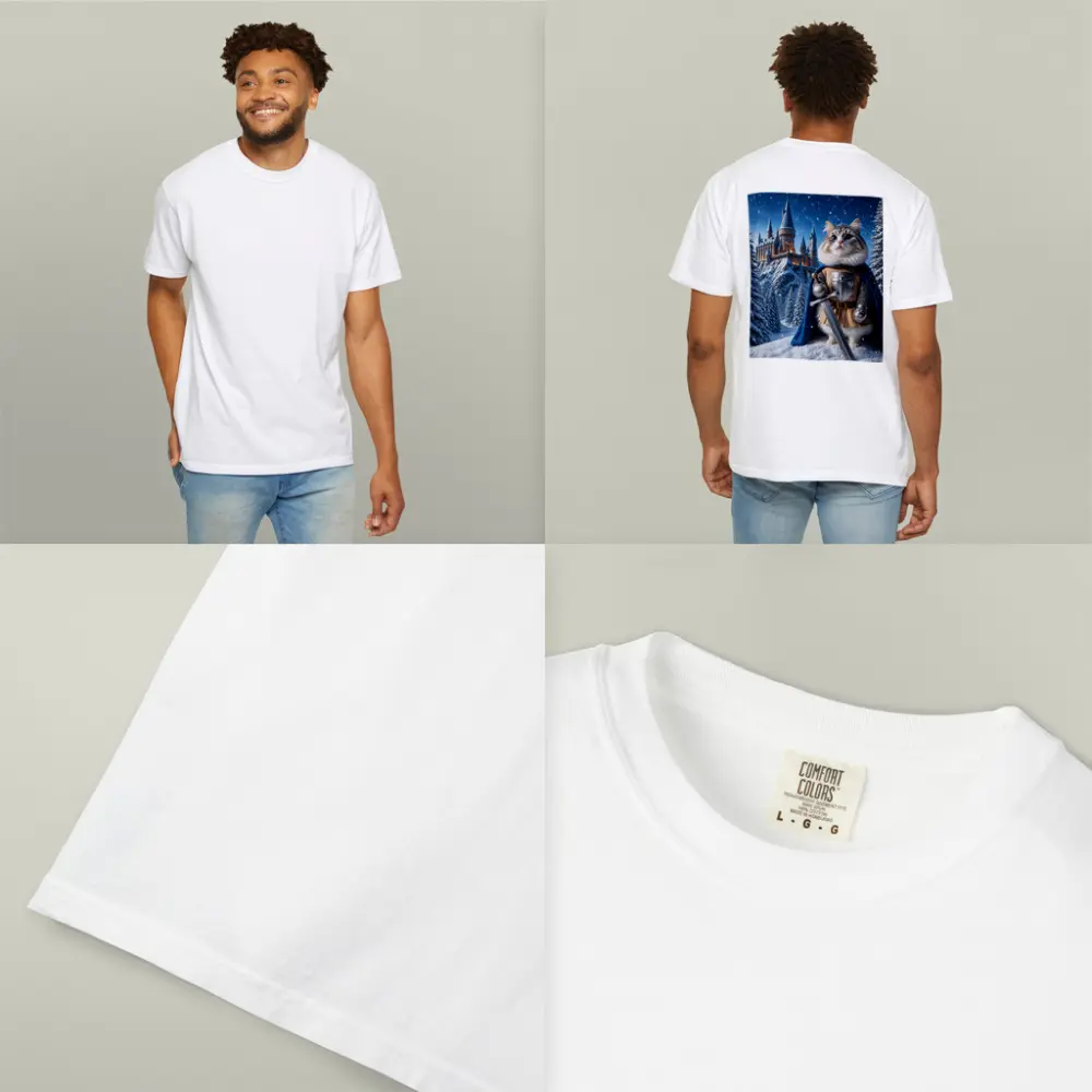 Cat Knight in Armor at Snowy Castle – T-Shirts
