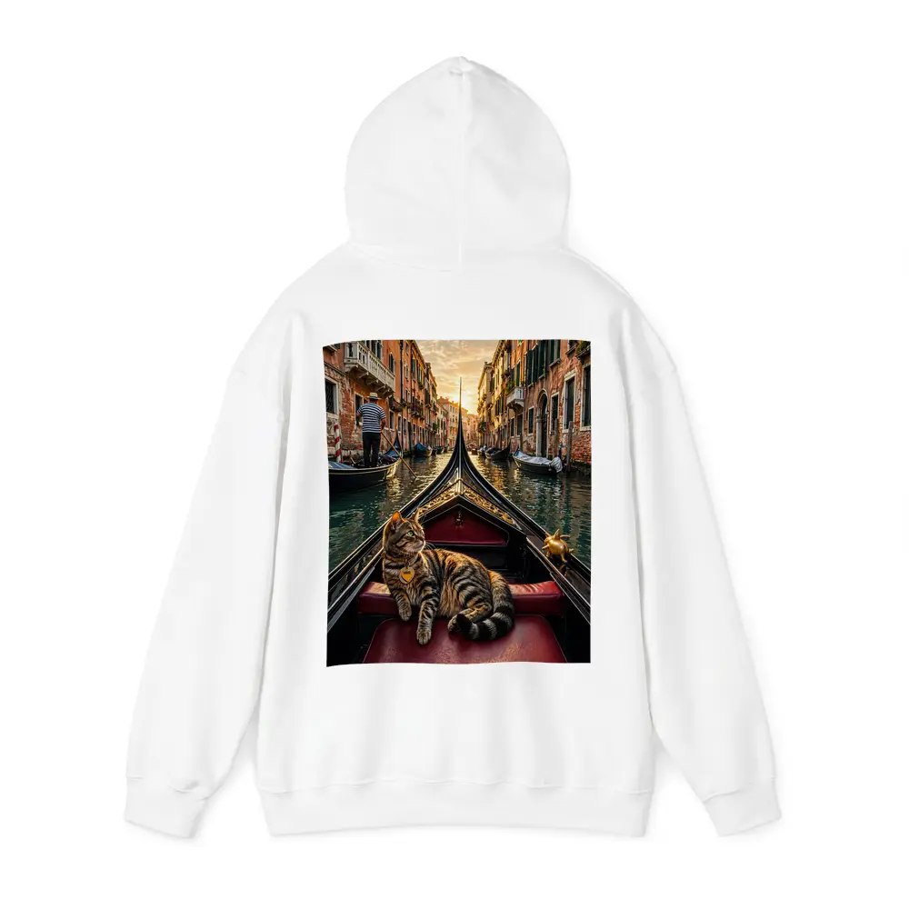 Tabby Cat Relaxing On Venice Gondola Canal – Hoodies