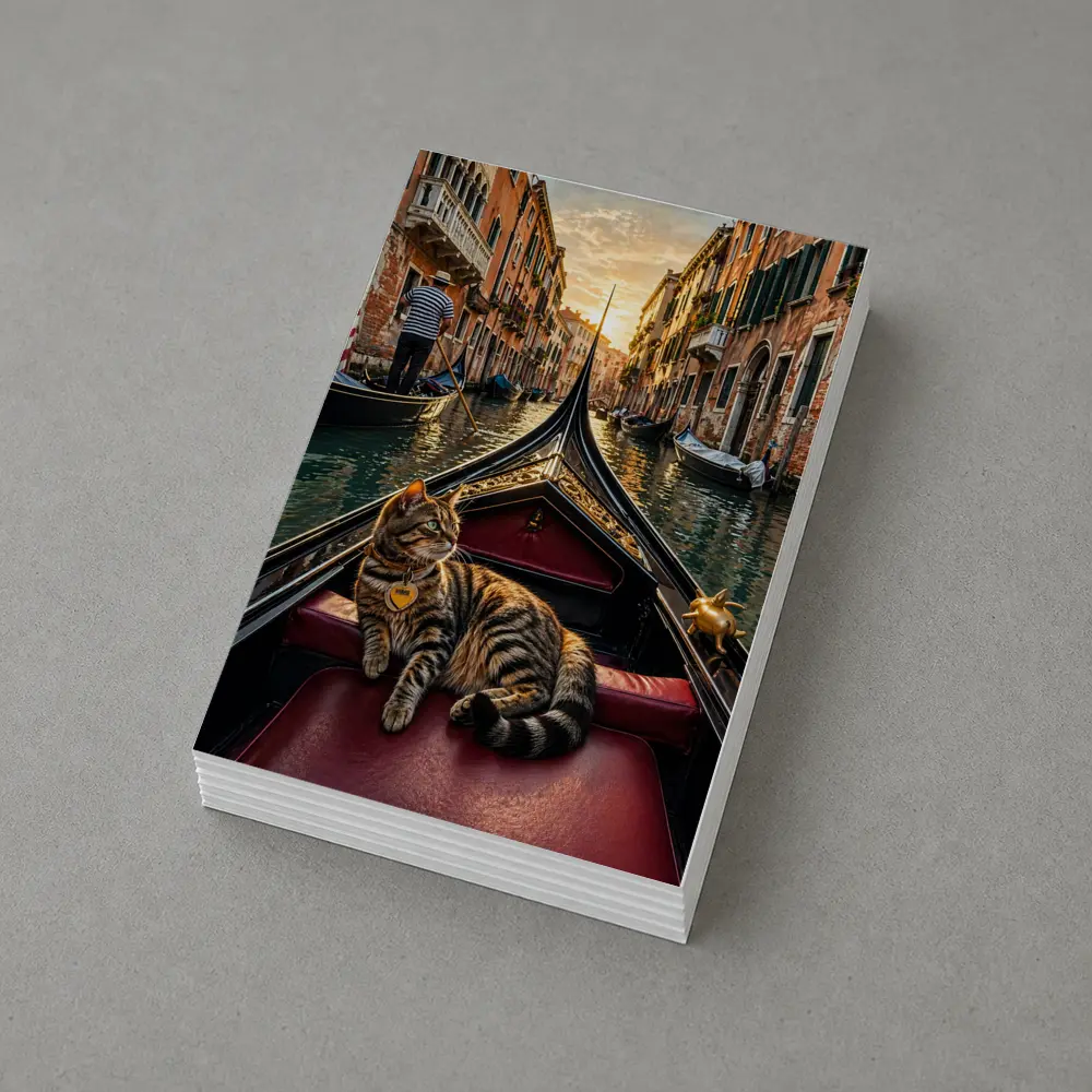 Tabby Cat Relaxing On Venice Gondola Canal – Postcards
