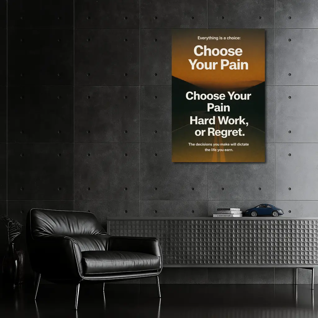 Choose Your Pain Hard Work or Regret – Wall Art