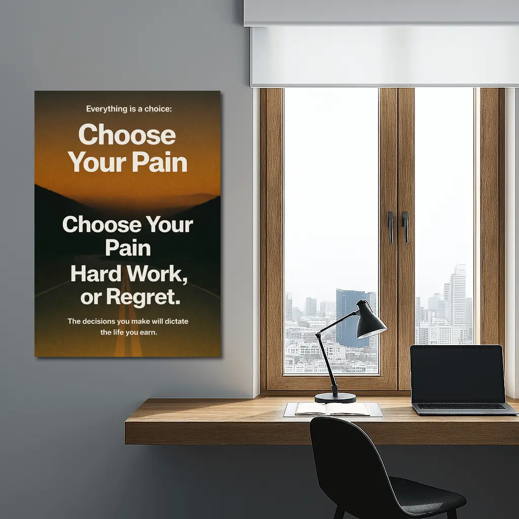 Choose Your Pain Hard Work or Regret – Wall Art