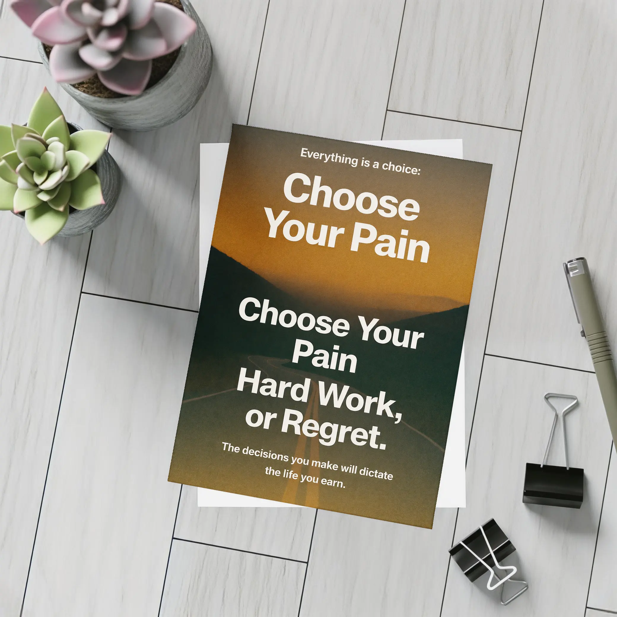Choose Your Pain Hard Work or Regret – Postcards