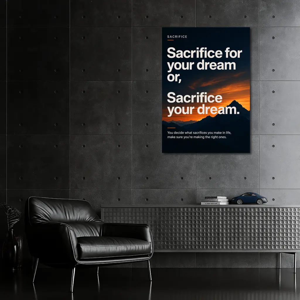 Sacrifice Your Dream Motivational Mountain Sunset – Wall Art