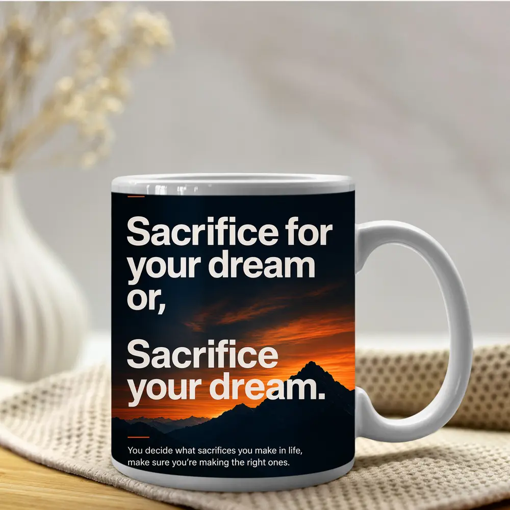 Sacrifice Your Dream Motivational Mountain Sunset – Mugs