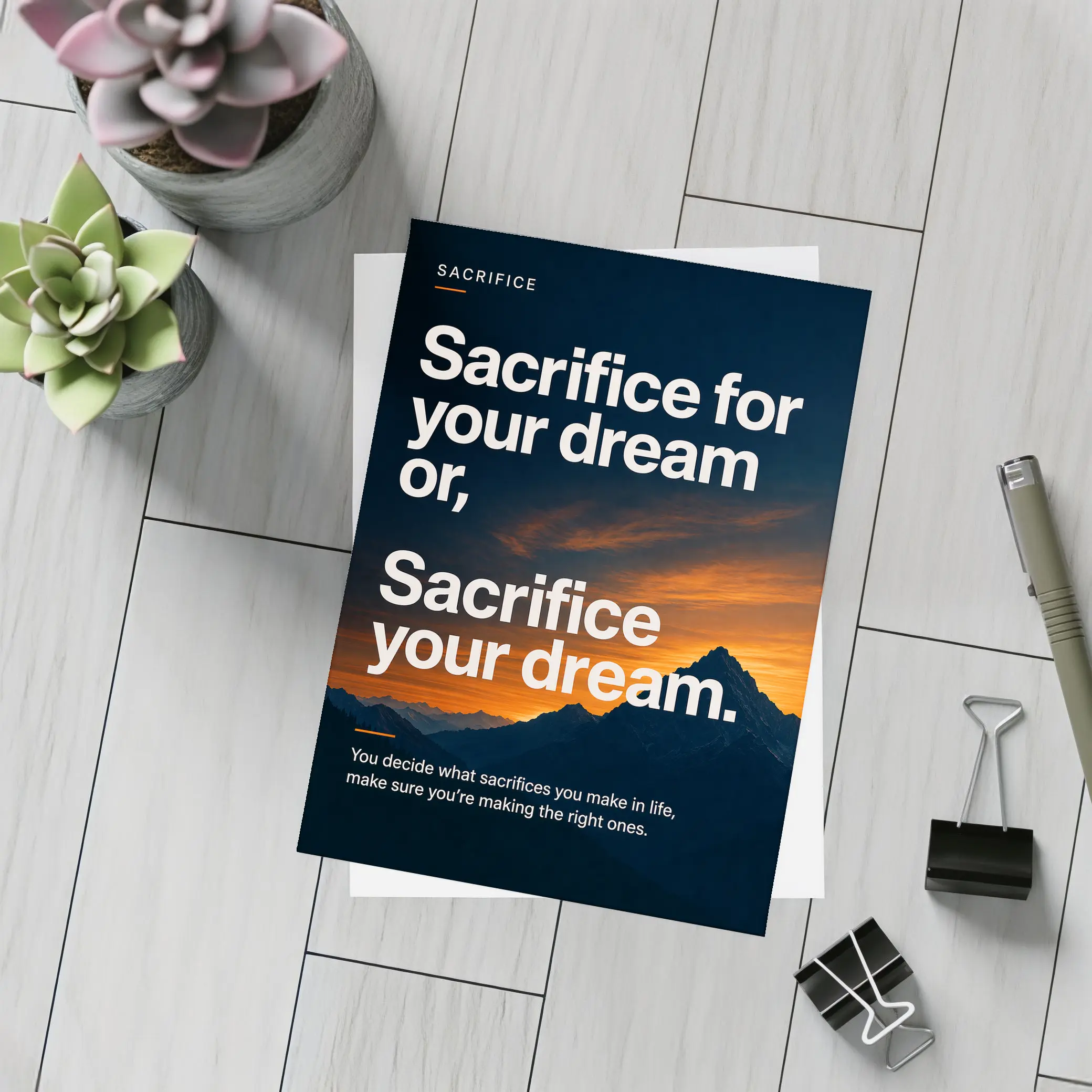 Sacrifice Your Dream Motivational Mountain Sunset – Postcards