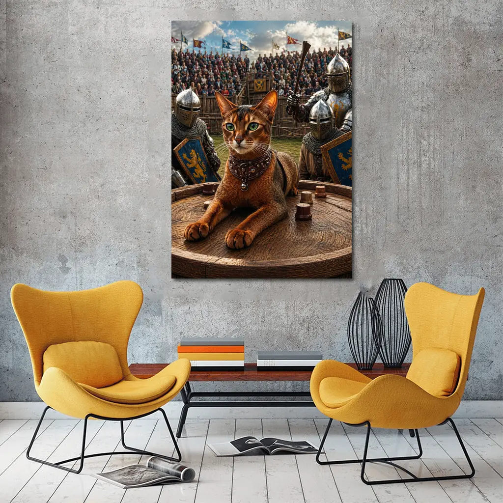 Abyssinian Cat Medieval Knight Tournament Scene – Wall Art