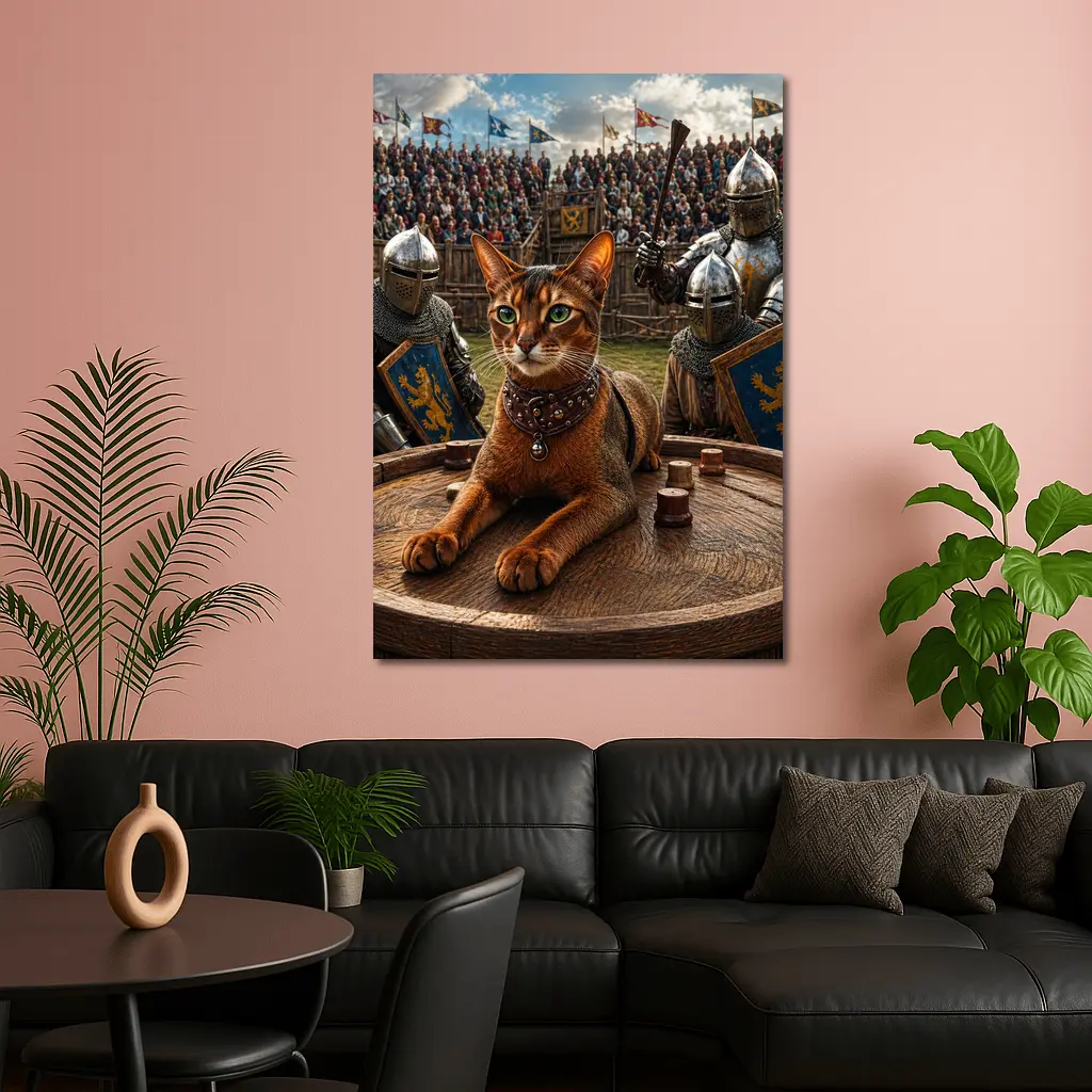 Abyssinian Cat Medieval Knight Tournament Scene – Wall Art