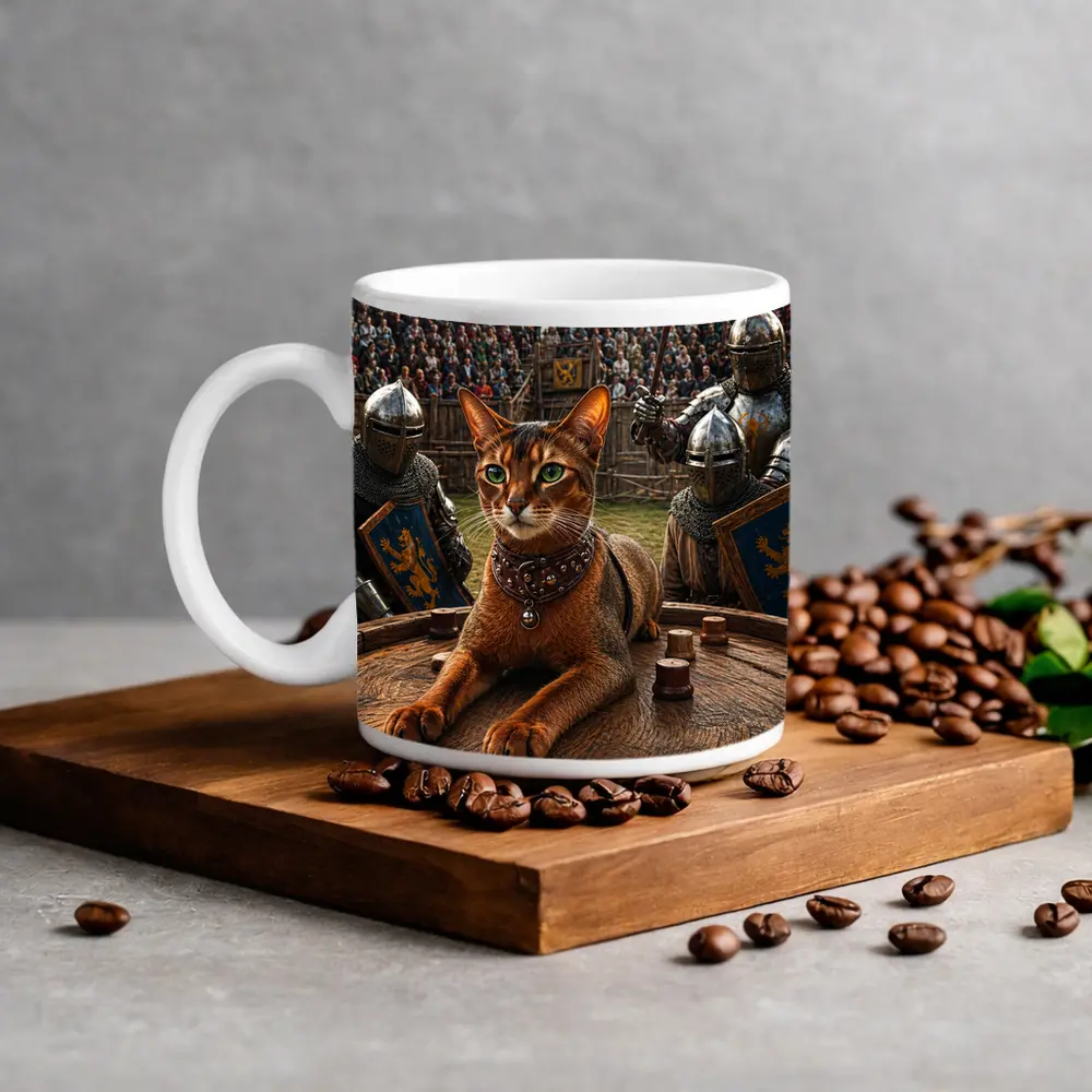 Abyssinian Cat Medieval Knight Tournament Scene – Mugs