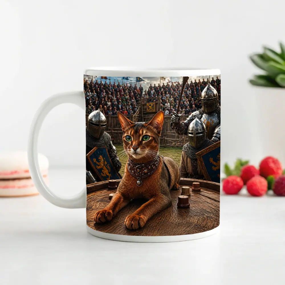 Abyssinian Cat Medieval Knight Tournament Scene – Mugs