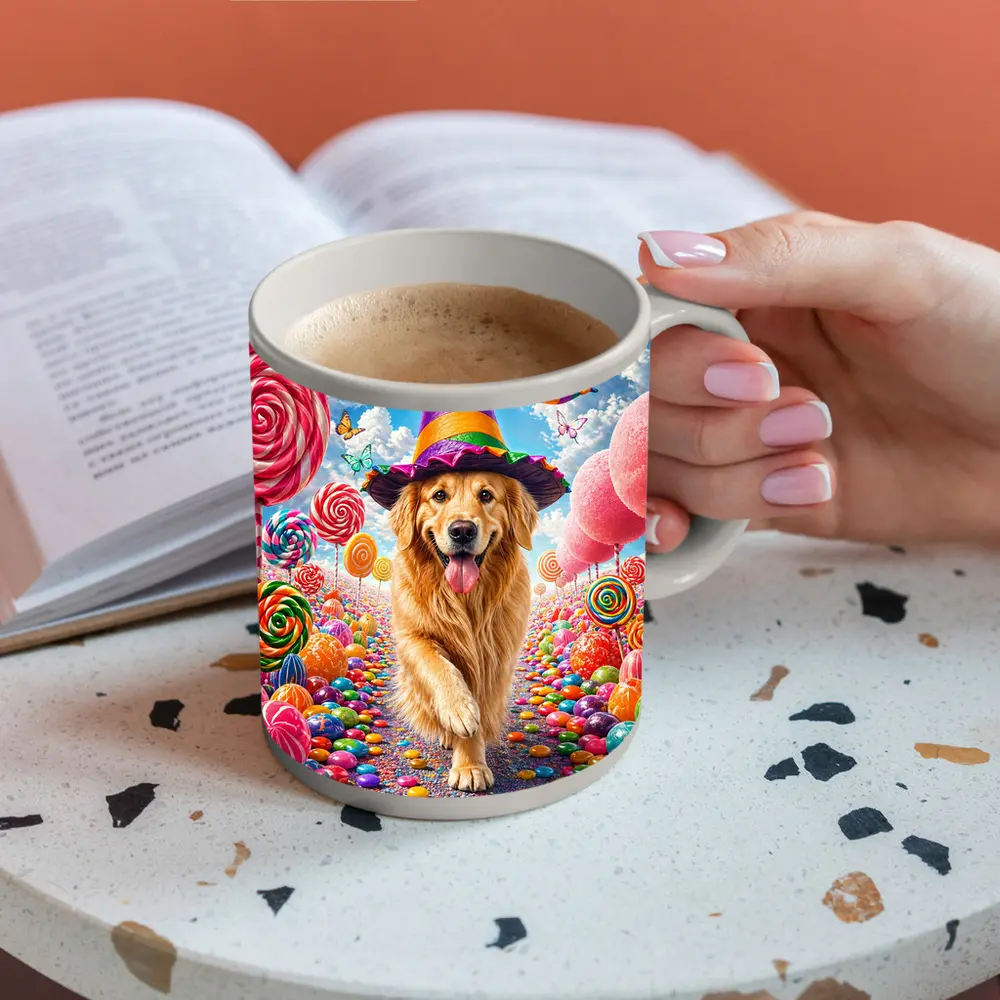 Golden Retriever Witch Hat Candy Land Fantasy – Mugs