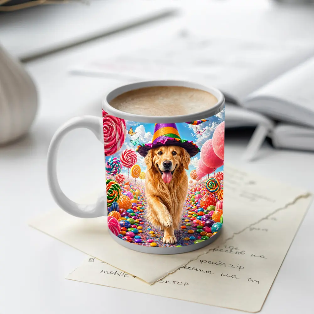 Golden Retriever Witch Hat Candy Land Fantasy – Mugs