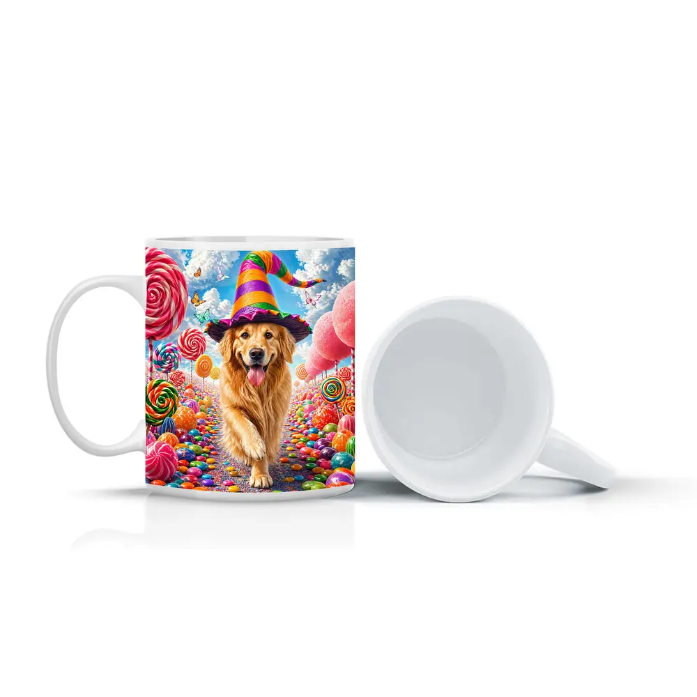Golden Retriever Witch Hat Candy Land Fantasy – Mugs
