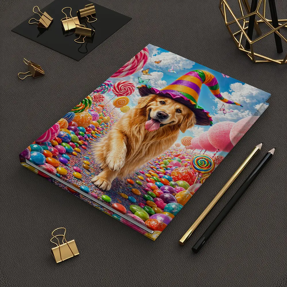 Golden Retriever Witch Hat Candy Land Fantasy – Notebooks