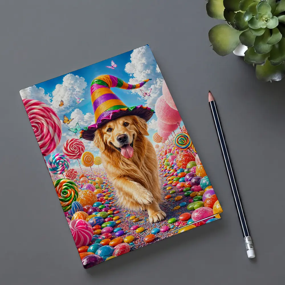 Golden Retriever Witch Hat Candy Land Fantasy – Notebooks