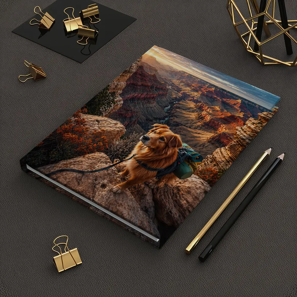 Golden Retriever Hiking Grand Canyon Sunset – Notebooks