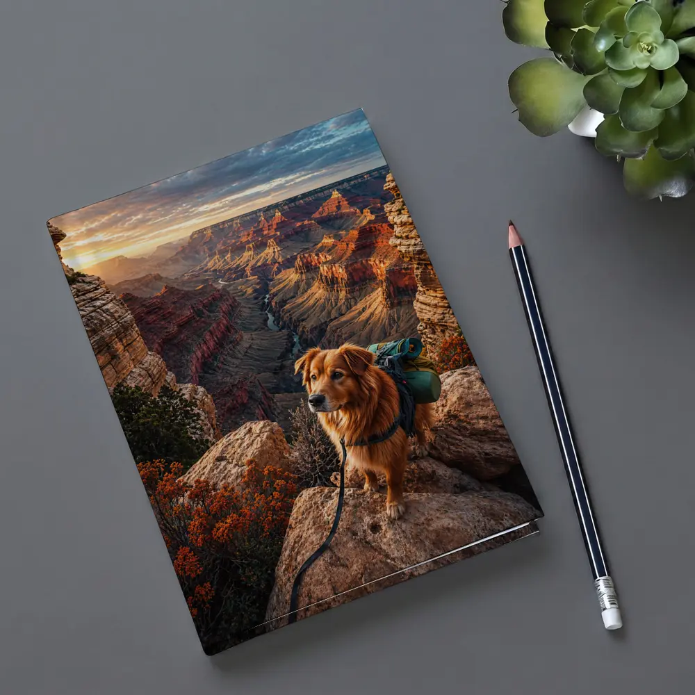 Golden Retriever Hiking Grand Canyon Sunset – Notebooks