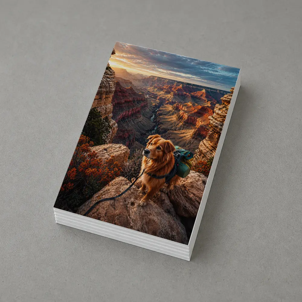 Golden Retriever Hiking Grand Canyon Sunset – Postcards