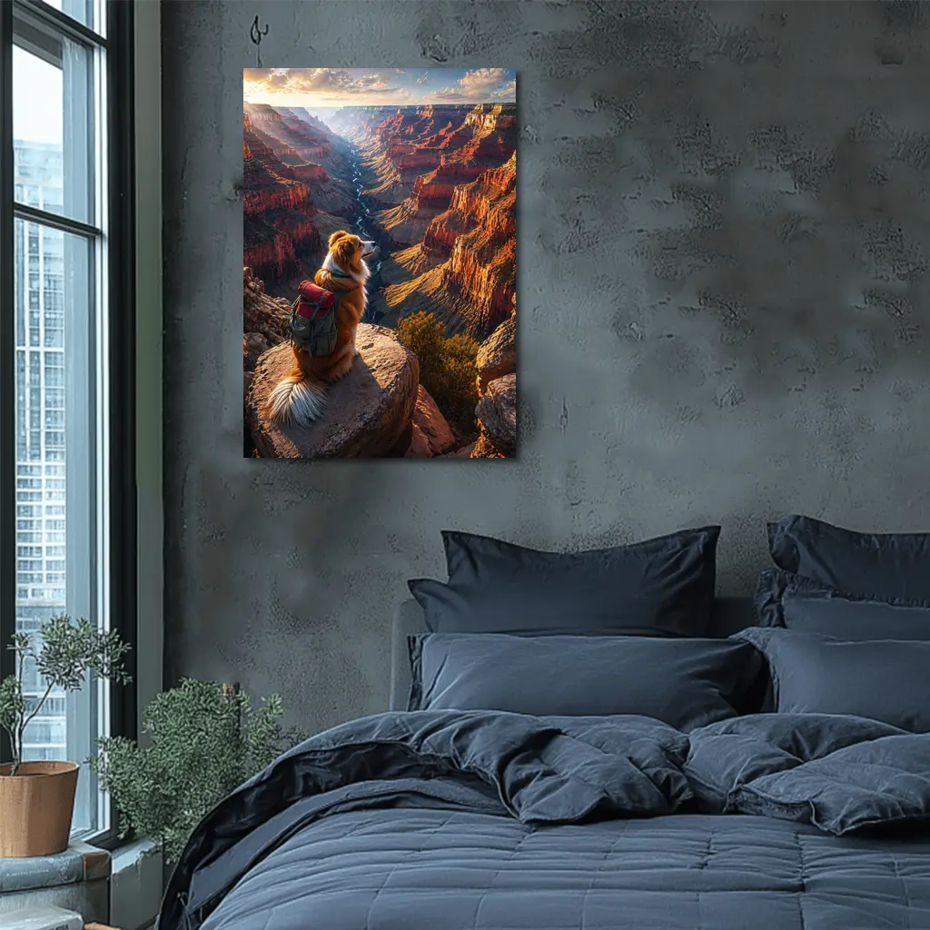 Golden Retriever Hiking Grand Canyon Sunset – Wall Art