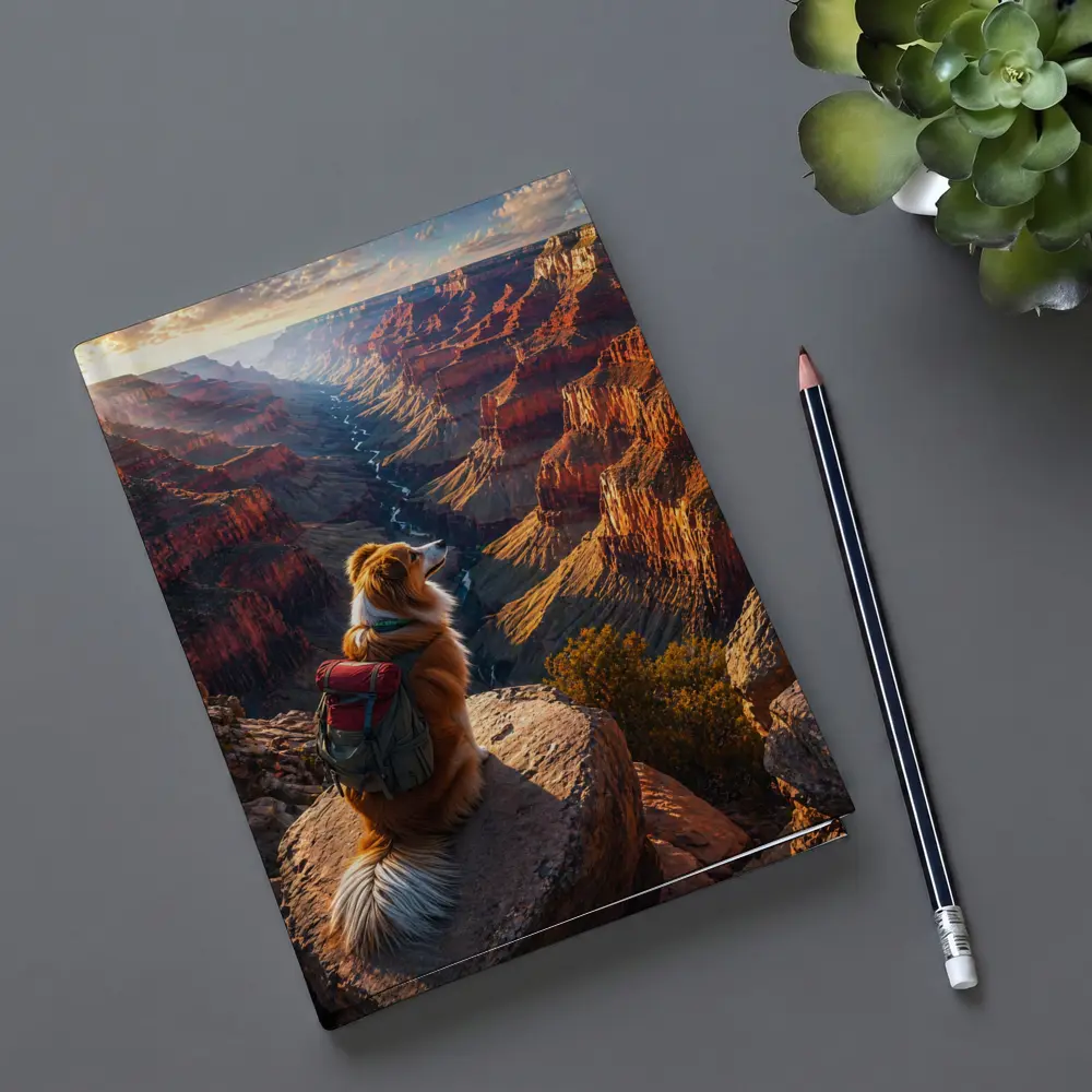 Golden Retriever Hiking Grand Canyon Sunset – Notebooks