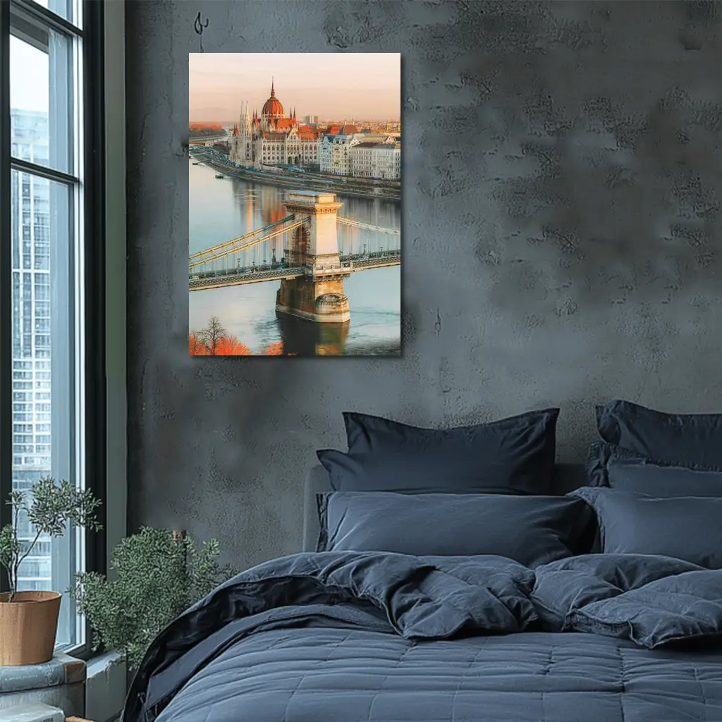 Budapest Chain Bridge Parliament Golden Sunset – Wall Art