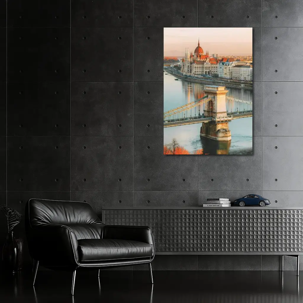 Budapest Chain Bridge Parliament Golden Sunset – Wall Art