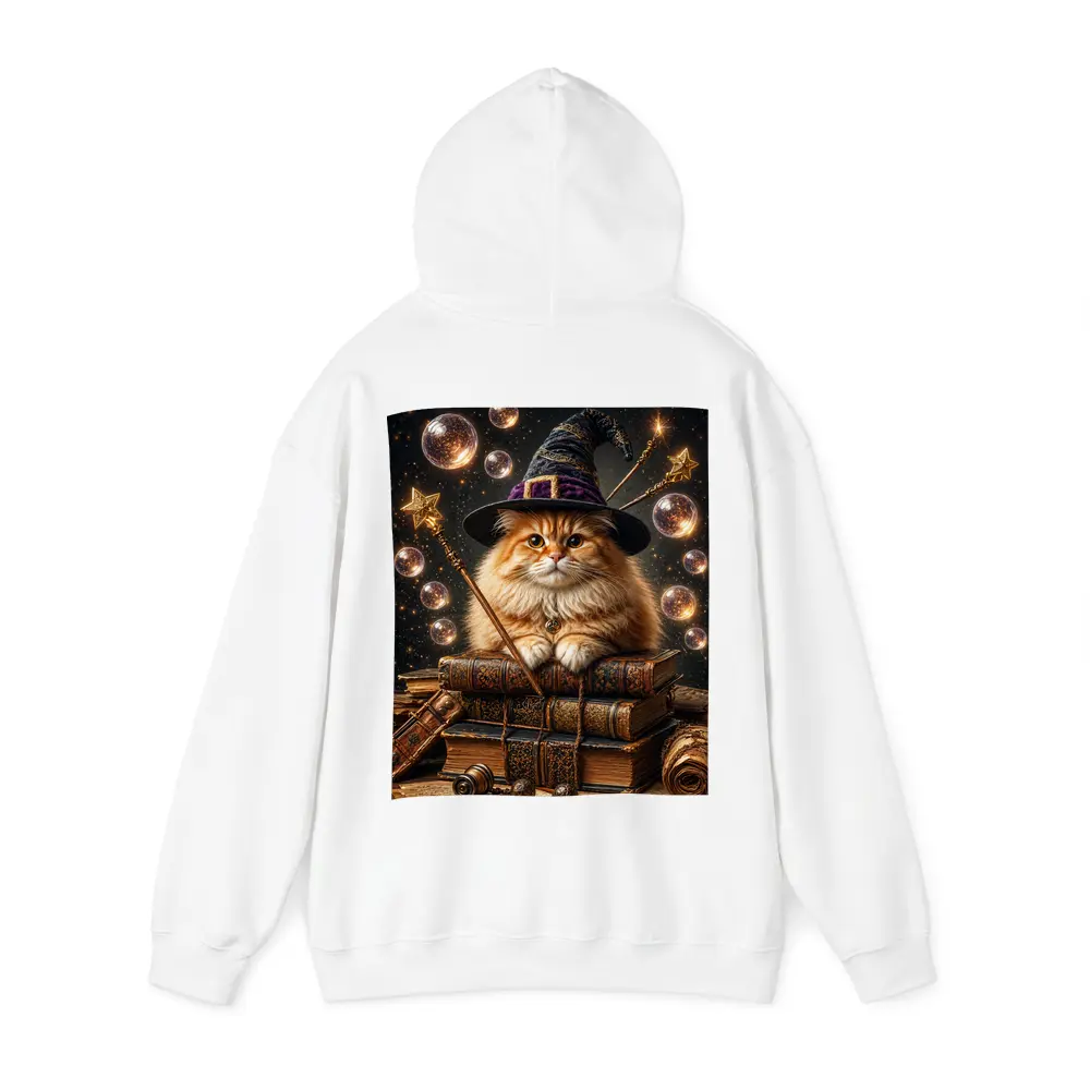 Wizard Cat With Magic Wand And Books – Hoodies