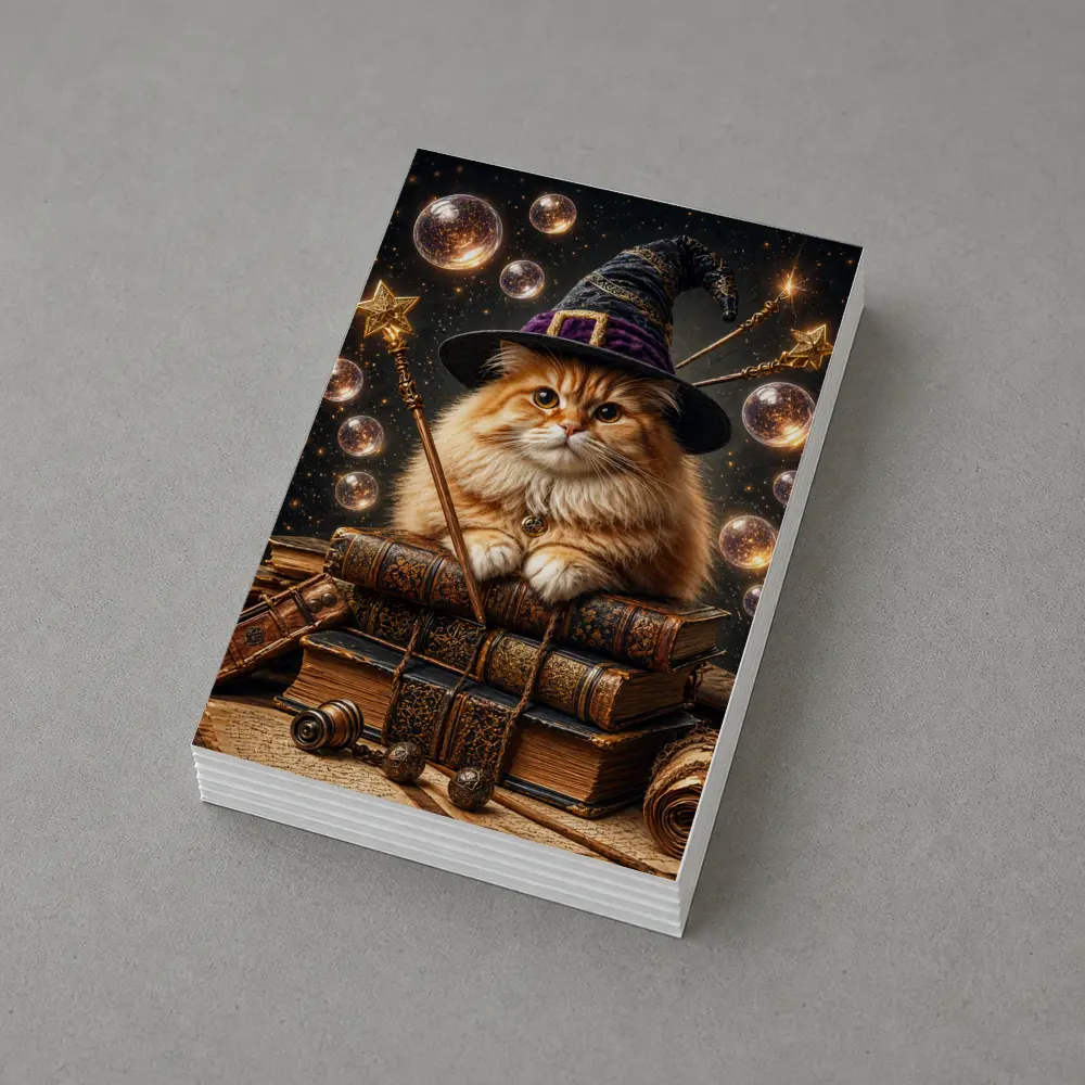 Wizard Cat With Magic Wand And Books – Postcards