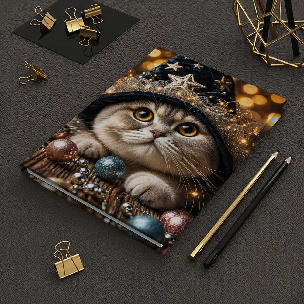 Scottish Fold Cat Wizard Hat Bokeh Lights – Notebooks