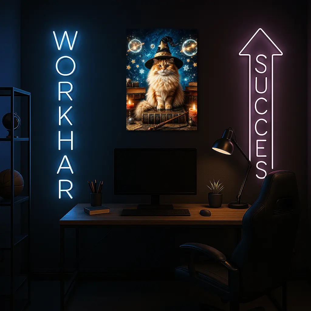 Wizard Cat With Stars And Magic Books – Wall Art