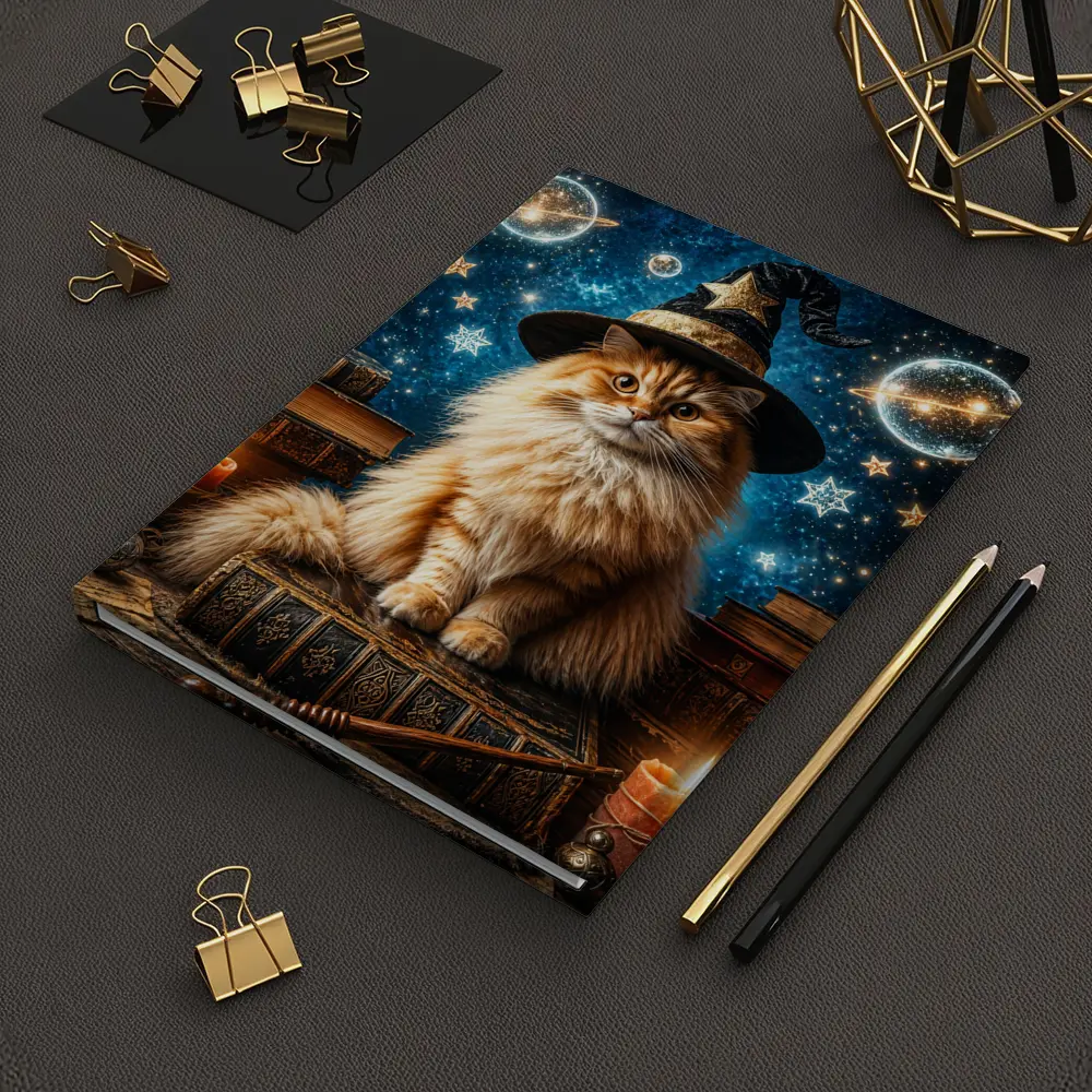Wizard Cat With Stars And Magic Books – Notebooks