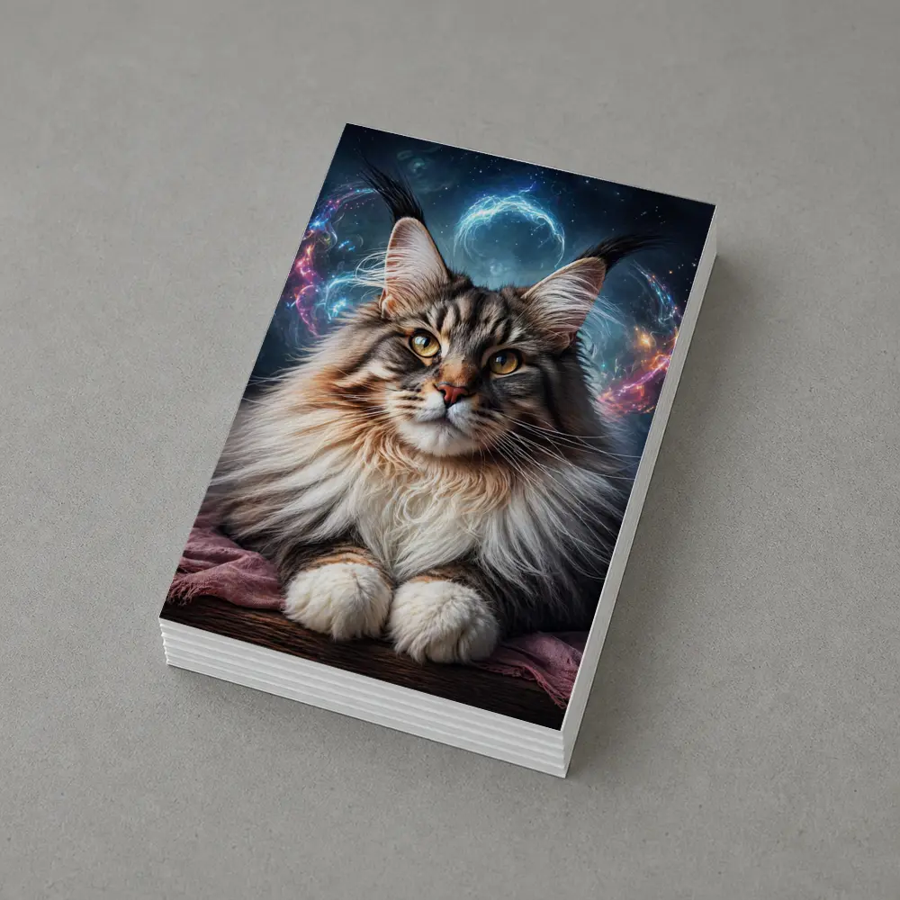 Maine Coon Cat Cosmic Galaxy Fantasy Portrait – Postcards