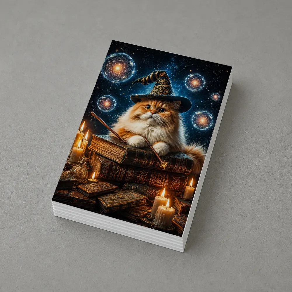 Wizard Cat With Magic Wand And Books – Postcards