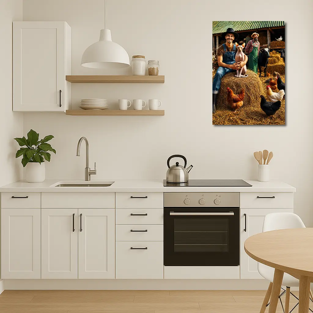 Sphynx Cat Farmer Barn Chickens Hay – Wall Art
