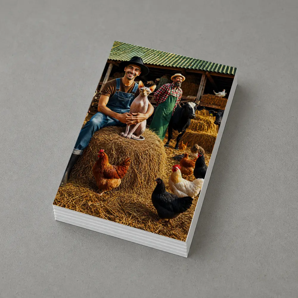 Sphynx Cat Farmer Barn Chickens Hay – Postcards
