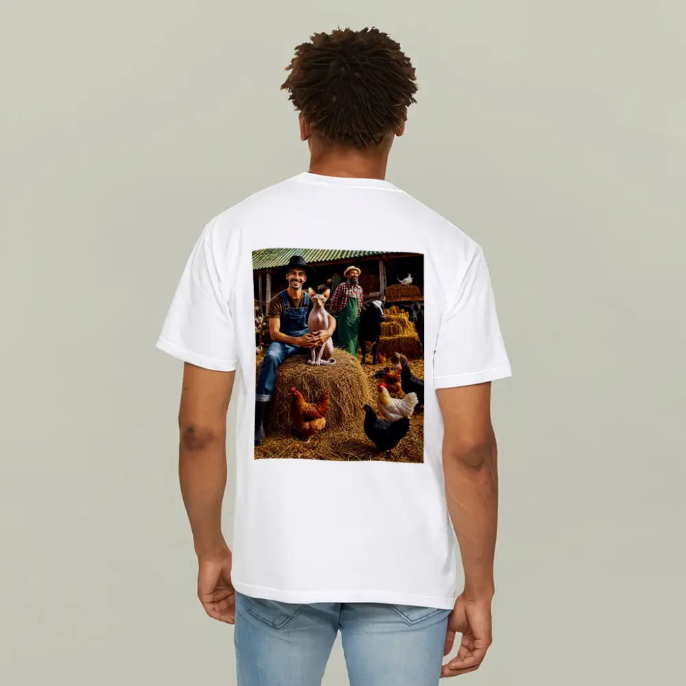 Sphynx Cat Farmer Barn Chickens Hay – T-Shirts