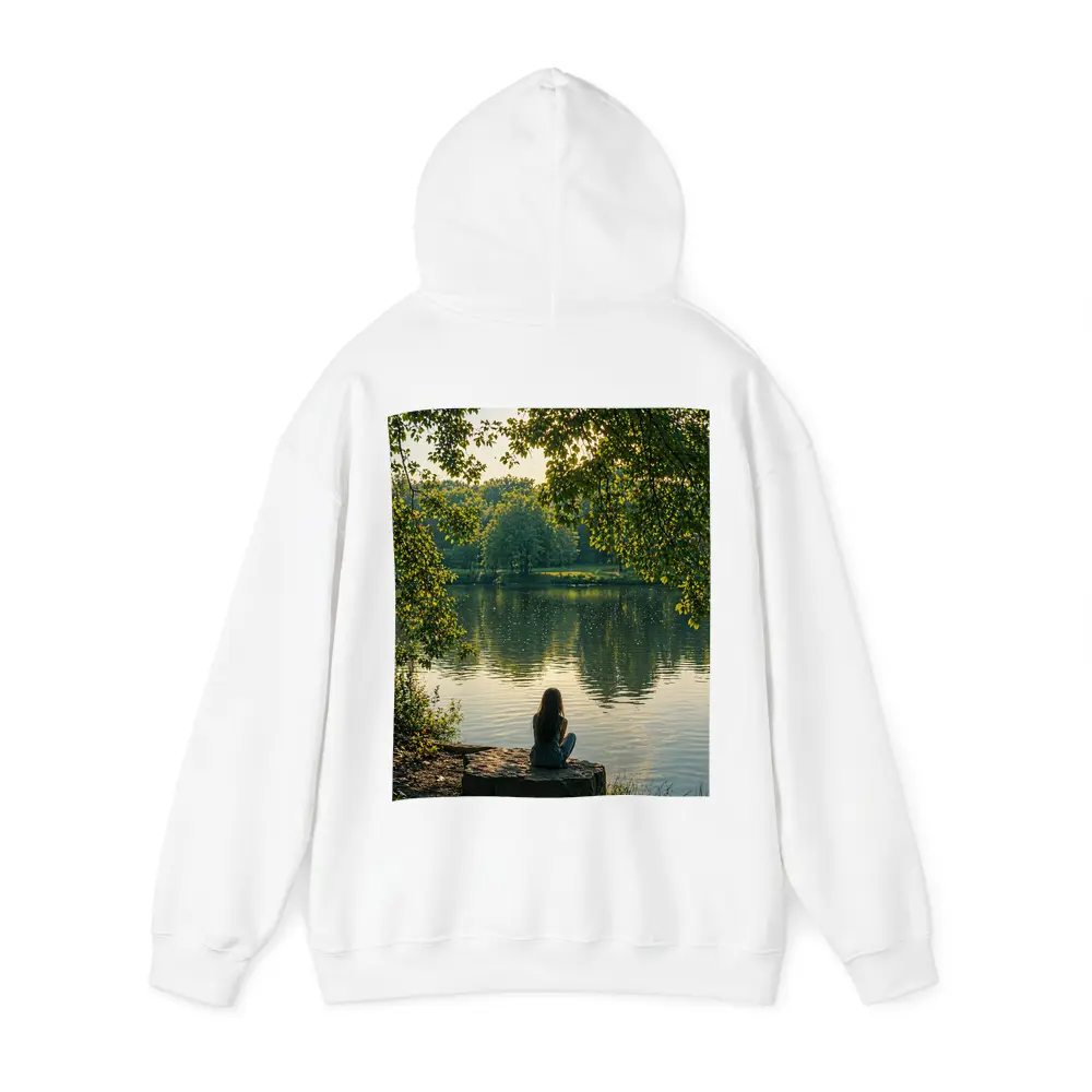 Girl Sitting Alone By Peaceful Lake – Hoodies