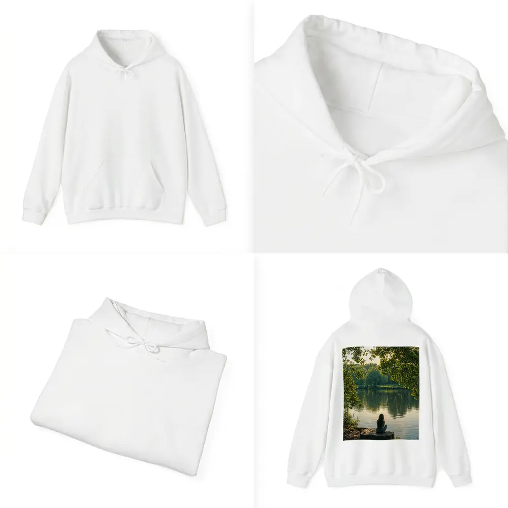Girl Sitting Alone By Peaceful Lake – Hoodies