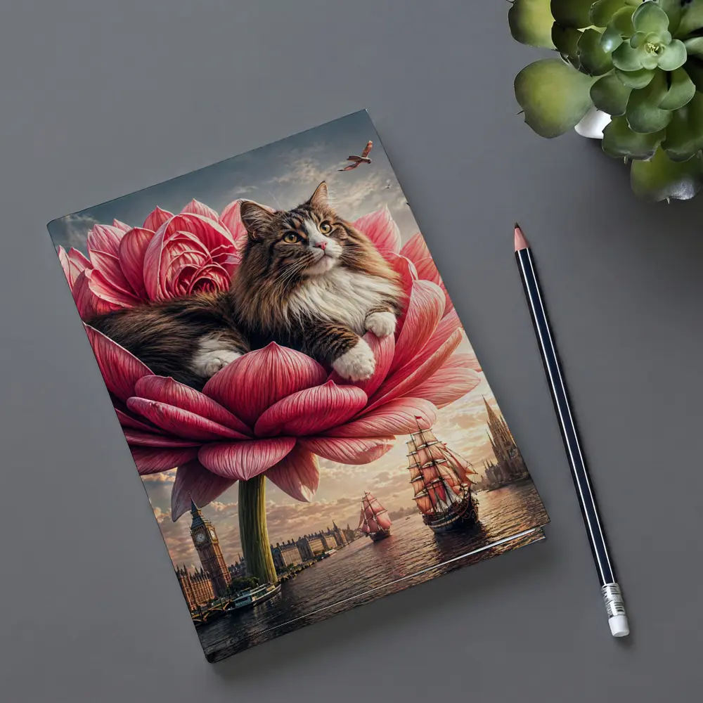 Norwegian Forest Cat Giant Pink Flower London – Notebooks