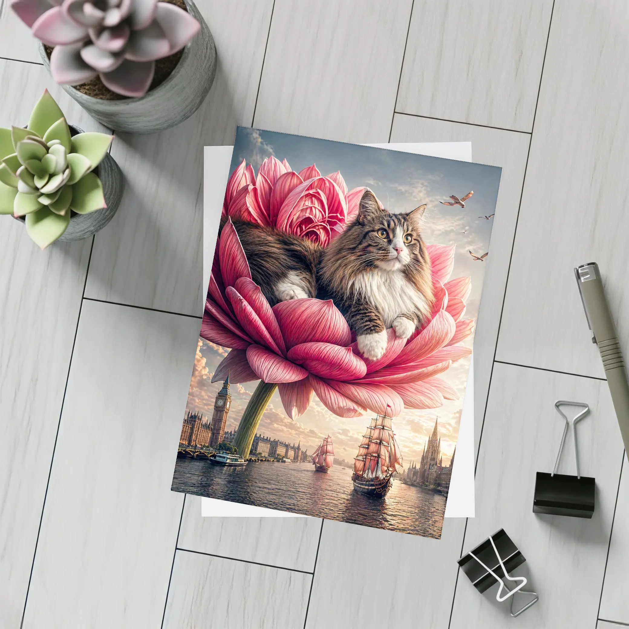 Norwegian Forest Cat Giant Pink Flower London – Postcards